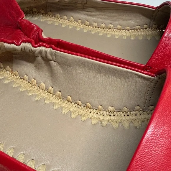 Tory Burch Darien Red Loafer Espadrille nappa leather Womens Size 7M - Picture 11 of 16
